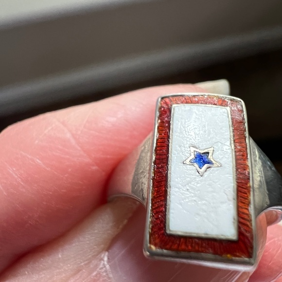 Vintage WWII Blue Star Service Banner Sterling Silver Ring 4 - Picture 12 of 13